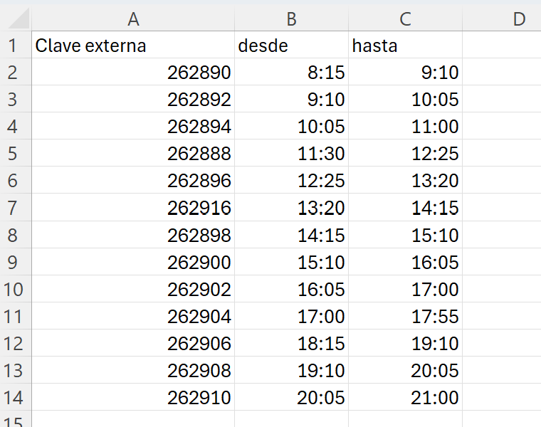 Tramos horarios